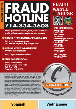 OC Fraud Hotline flyer English version