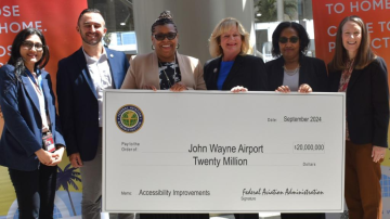 From Left to Right: Komal Kumar, Assistant Airport Director; Cody Mendoza, District Director, U.S. Congresswoman Katie Porter; Charlene Reynolds, Airport Director; Supervisor Katrina Foley, Orange County Board of Supervisors, Fifth District; Cathryn Cason, Federal Aviation Administration (FAA) LA Airports District Office; and Michelle Aguirre, Interim County Executive Officer, County of Orange