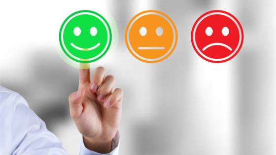 Customer survey feedback, a customer rating with happy icon