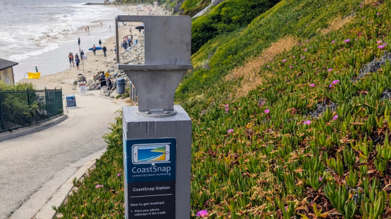 The first CoastSnap shoreline monitoring location in Orange County at Strands Beach.