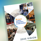 graphic showing the cover photo of OC Cares 2025 Vision Report with five pillars Prevention, Courts, In-Custody, Reentry, and Juvenile and Transitional Aged Youths