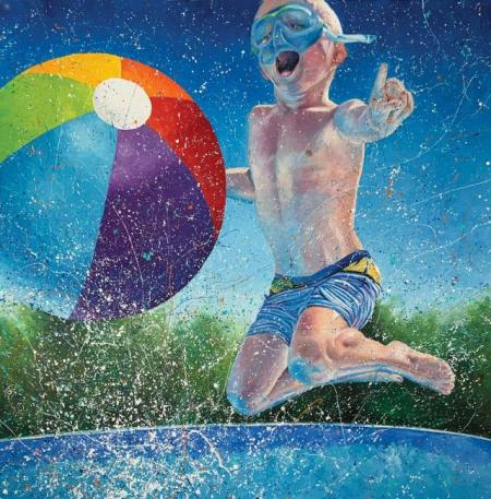 Too Pool for School, Jeff Fleming, Water Soluble Oil, 2021